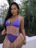 Solid Color Sexy Tie Bikini Tassel 2 Piece Swimsuit SMD-2502