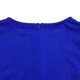 Plus Size Solid Round Neck Pleated Shawl Evening Dress GMLF-3303