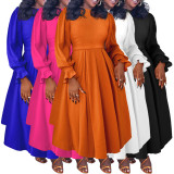 Plus Size Long Sleeve Solid Long Dress NNWF-8060