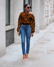 Leopard Print Slash Shoulder Tie Sweatshirt SMD-2501