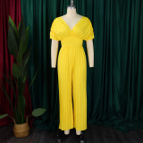 Sexy V Neck Solid Color Loose Jumpsuit GMLF-3302