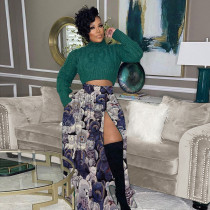 Fashion Print Loose Big Swing Half Body Skirt LSL-0035