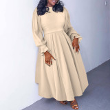Plus Size Long Sleeve Solid Long Dress NNWF-8060