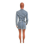 Fashion Long Sleeve Denim Two Piece Skirt Set LX-6032