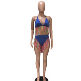 Solid Color Sexy Tie Bikini Tassel 2 Piece Swimsuit SMD-2502