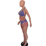 Solid Color Sexy Tie Bikini Tassel 2 Piece Swimsuit SMD-2502