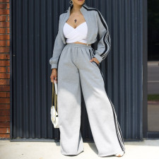Sport Sweatshirt Stripe Patchwork Two Piece Pants Set AIL-292