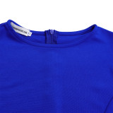 Plus Size Solid Round Neck Pleated Shawl Evening Dress GMLF-3303