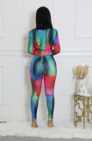Fashion Print Long Sleeve Zipper Pants Suit XHXF-8710