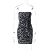 Leopard Print Sequin Wrap Chest Mini Dress BLG-D4A17590A