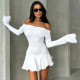 Ruffles Off Shoulder Long Sleeve Mini Dress BLG-D4917477K