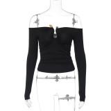 One Shoulder Long Sleeve T Shirt BLG-T4917486K