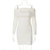 One Shoulder Pleated Mini Dress BLG-D4917529A