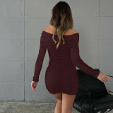 One Shoulder Pleated Mini Dress BLG-D4917529A