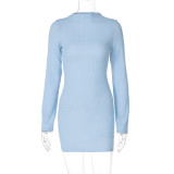 Stripe Knits Long Sleeve Mini Dress BLG-D4A17621A