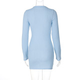 Stripe Knits Long Sleeve Mini Dress BLG-D4A17621A