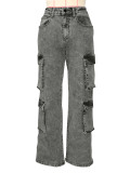 Fashion Denim High Waist Straight Jeans SH-391296