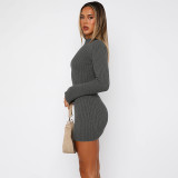 Stripe Knits Long Sleeve Mini Dress BLG-D4A17621A