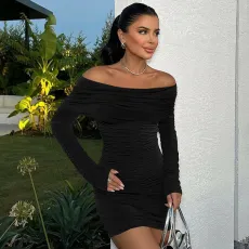One Shoulder Pleated Mini Dress BLG-D4917529A