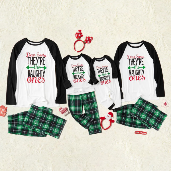 Christmas Letter Prints Long Sleeve Parent-child Loungewear Set GFTM-JJF90-358