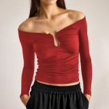 One Shoulder Long Sleeve T Shirt BLG-T4917486K