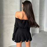 Ruffles Off Shoulder Long Sleeve Mini Dress BLG-D4917477K