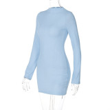 Stripe Knits Long Sleeve Mini Dress BLG-D4A17621A
