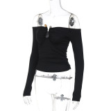 One Shoulder Long Sleeve T Shirt BLG-T4917486K