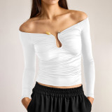 One Shoulder Long Sleeve T Shirt BLG-T4917486K