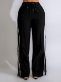 Stripe Patchwork Loose Straight Pants SH-391285