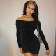 One Shoulder Pleated Mini Dress BLG-D4917529A