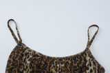 Leopard Print Sling See Through Bodysuit Pants Suit BLG-S4A17605K