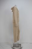 Long Sleeve Solid Hooded Two Piece Pants Set GRST-21660