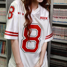 Letter Print Loose Sports T Shirt YWXS-HGMET18535