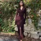 V Neck Flare Sleeve Split Maxi Dress BLG-D4A17658A