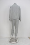 Zipper Sweater Fleece Sweatshirt Pants 2 Piece Set GRST-8786