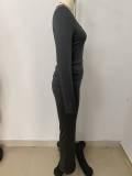 U Neck Long Sleeve Sport Two Piece Pants Set LSD-2293