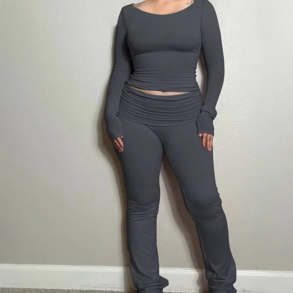 Sport Long Sleeve Flare Pants Yoga 2 Piece Set LSD-2295