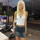 Sexy Lace Backless Tie Up Vest BLG-T4A17588K