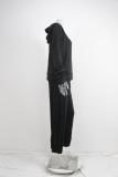 Long Sleeve Solid Hooded Two Piece Pants Set GRST-21660