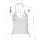 Sexy Lace Backless Tie Up Vest BLG-T4A17588K