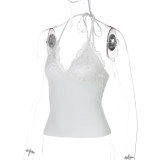 Sexy Lace Backless Tie Up Vest BLG-T4A17588K