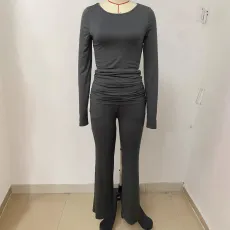 Sport Long Sleeve Flare Pants Yoga 2 Piece Set LSD-2295