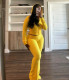 Rib Zipper Hooded Flare Pants Two Piece Set LSD-2277