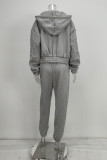 Solid Color Hooded Sweatshirt Sport 2 Piece Set GRST-8864