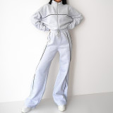 Fashion Loose Tie Up Sweatshirt Pant Suit GRST-28696