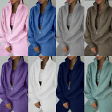 Zipper Sweater Fleece Sweatshirt Pants 2 Piece Set GRST-8786