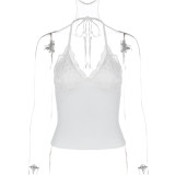 Sexy Lace Backless Tie Up Vest BLG-T4A17588K