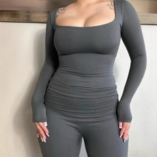 U Neck Long Sleeve Sport Two Piece Pants Set LSD-2293