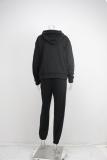 Long Sleeve Solid Hooded Two Piece Pants Set GRST-21660